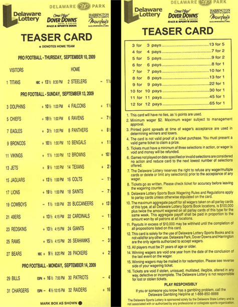 Football Parlay Cards, Progressive Parlay Cards