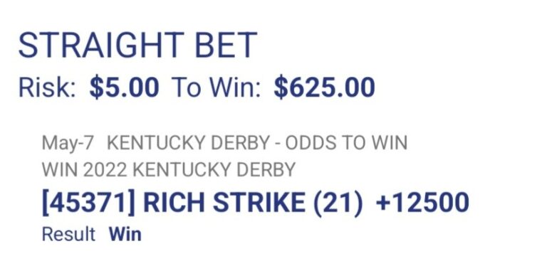 FairwayJay Rich Strike winning ticket